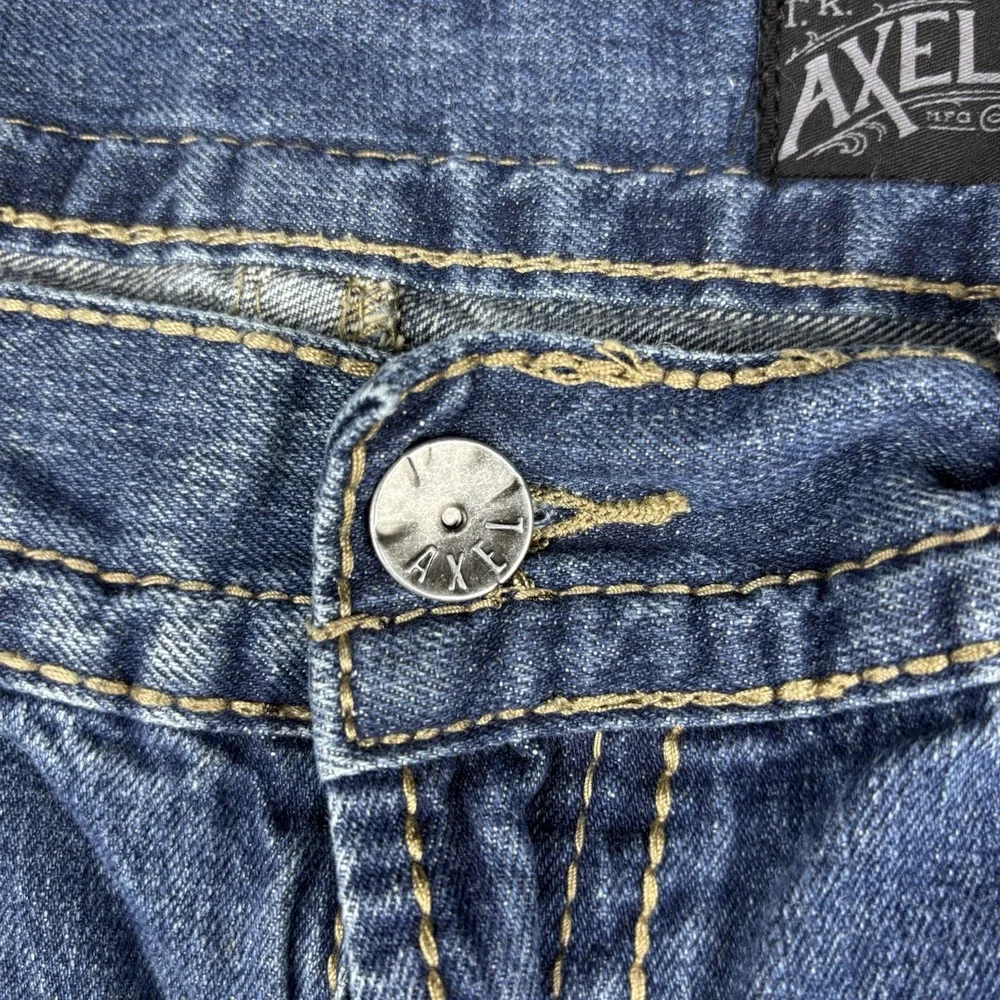 TK Axel Jeans Mens 38x32 Relaxed Straight Y2K Distressed Medium Wash Blue Denim